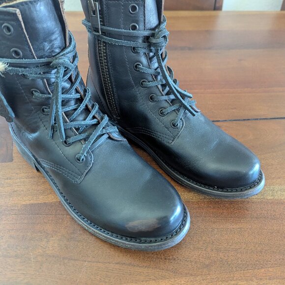 Freebird by Steven Manchester Goodyear Welted Distressed Leather Boots Black 8 - Picture 3 of 14